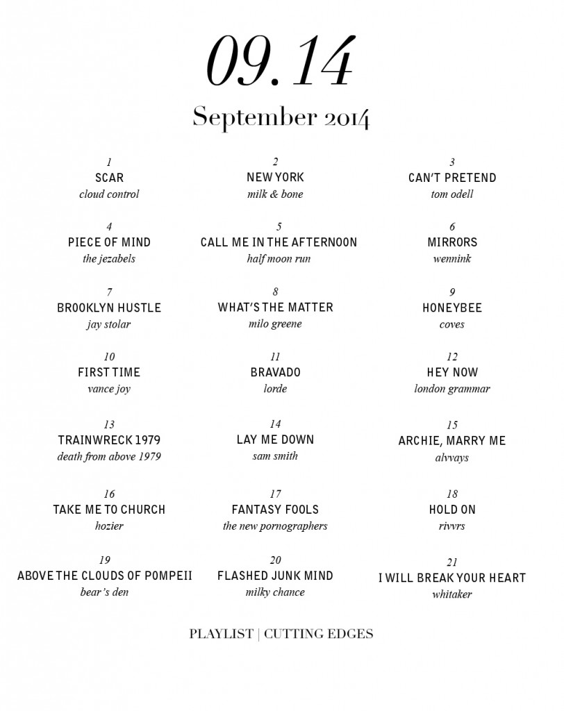 september 2014 playlist cutting edges